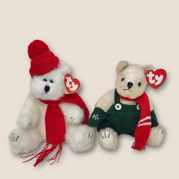 Ty 2 Beanie Babies Weatherby & Peppermint Vintage Christmas Holiday Collectibles - Picture 6 of 6